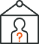 pictogramme d’une personne avec un point d’interrogation à l’intérieur d’une maison